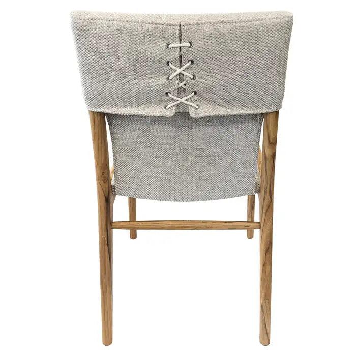 Tress Dining Chair in Linen Fabric  and Teak Wood Finish,