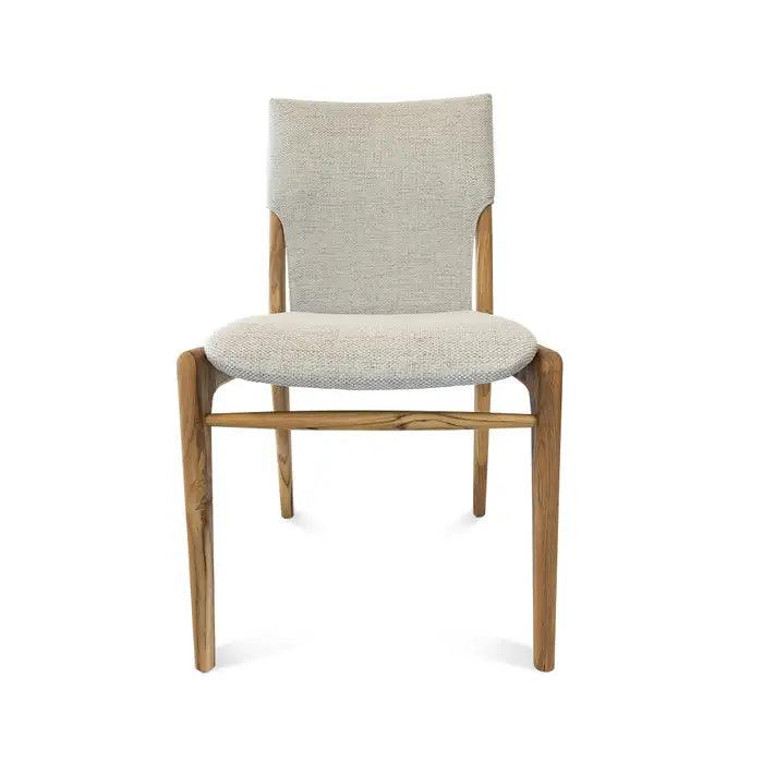 Tress Dining Chair in Linen Fabric  and Teak Wood Finish,