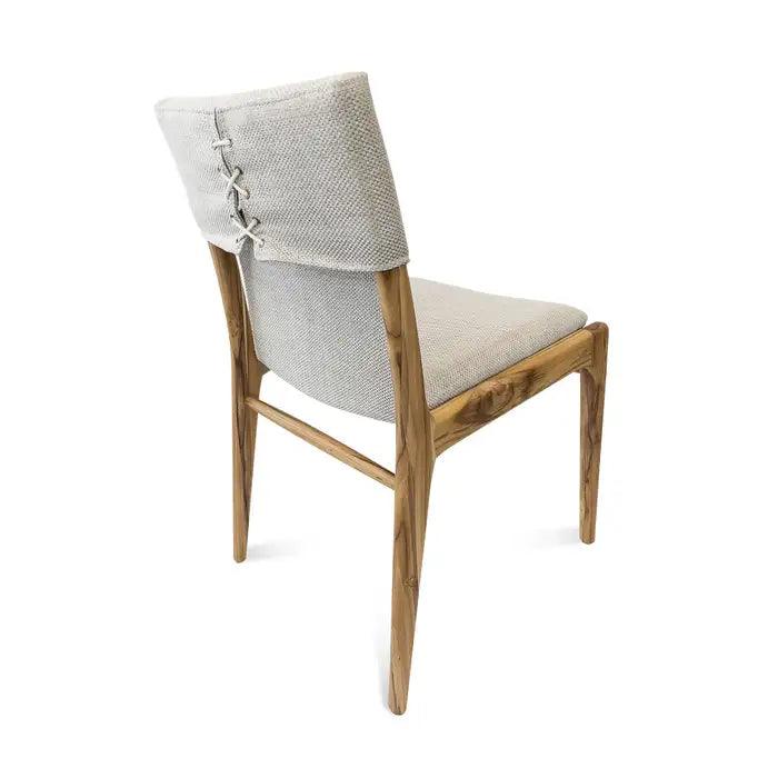 Tress Dining Chair in Linen Fabric  and Teak Wood Finish,