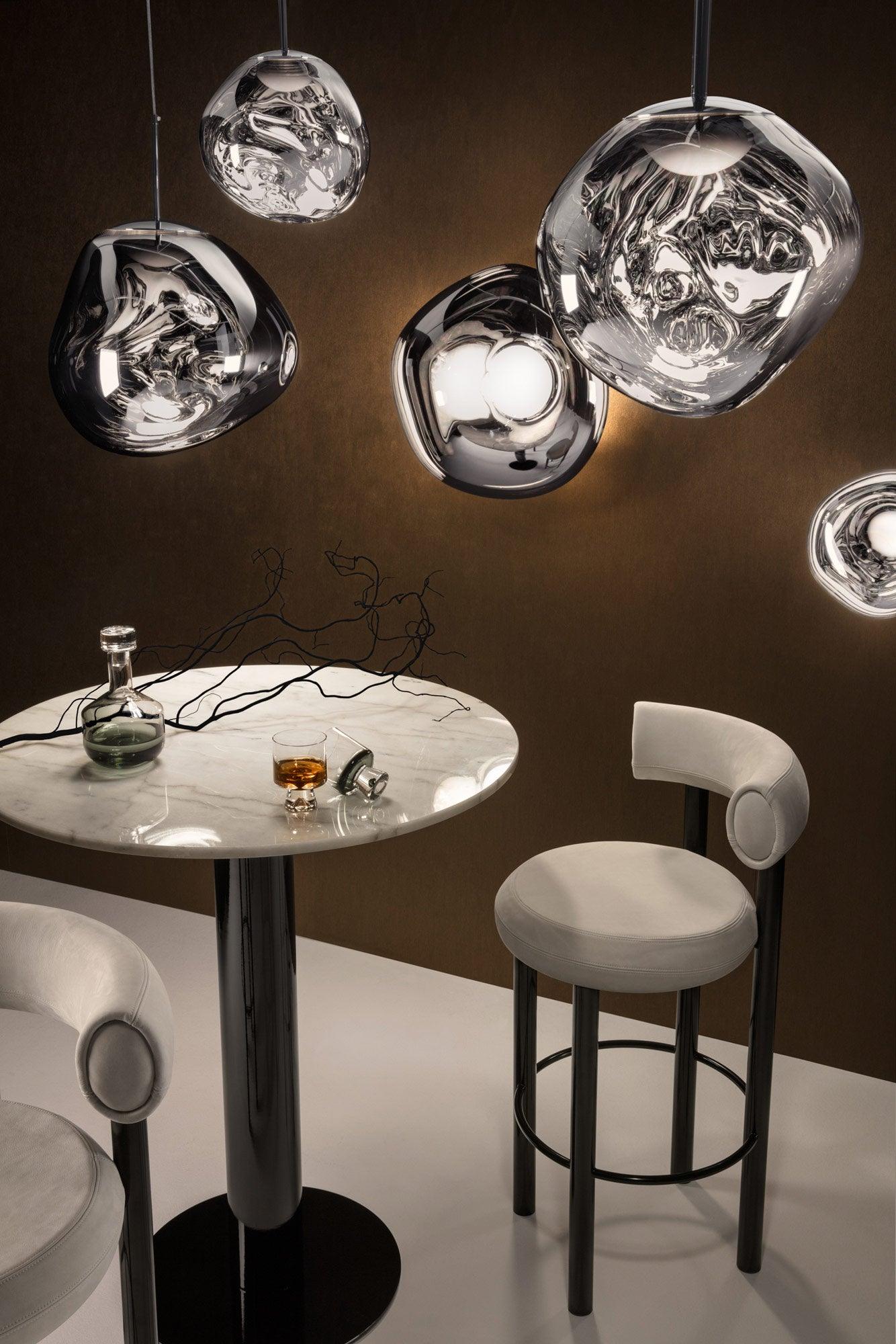TUBE HIGH TABLE WHITE MARBLE
