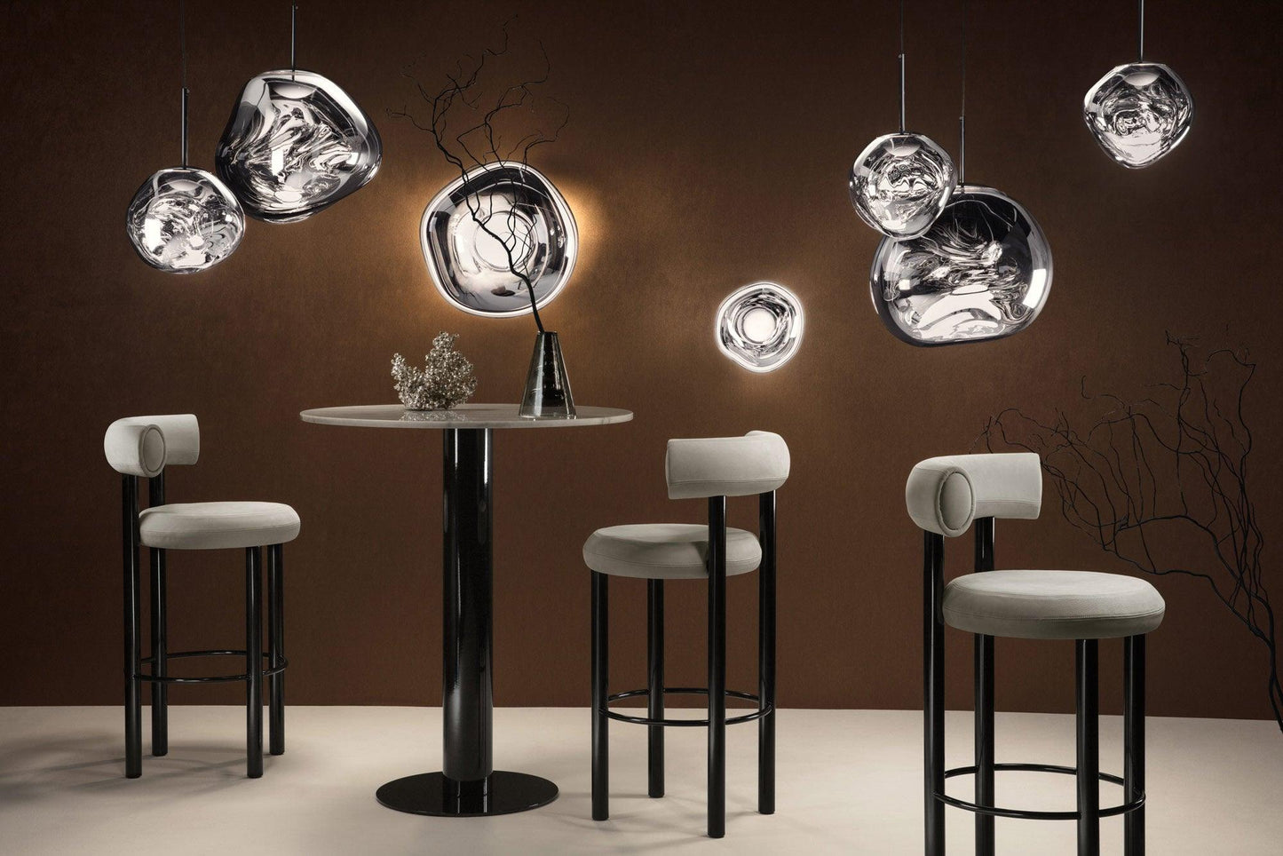 TUBE HIGH TABLE WHITE MARBLE