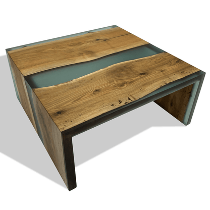 Walnut Wood Frosted Waterfall Coffee Table