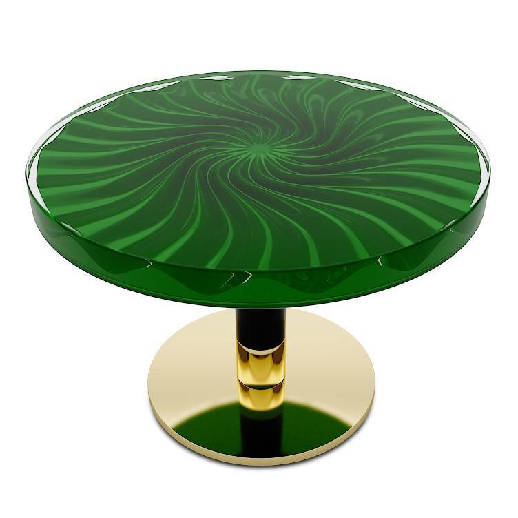 Wavy Green Round Coffee Table
